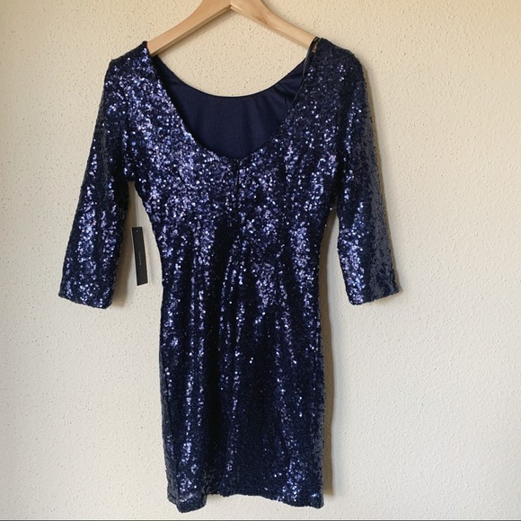 NWT Lulu’s Delightful Ways Navy Blue Sequin Dress - Picture 8 of 11